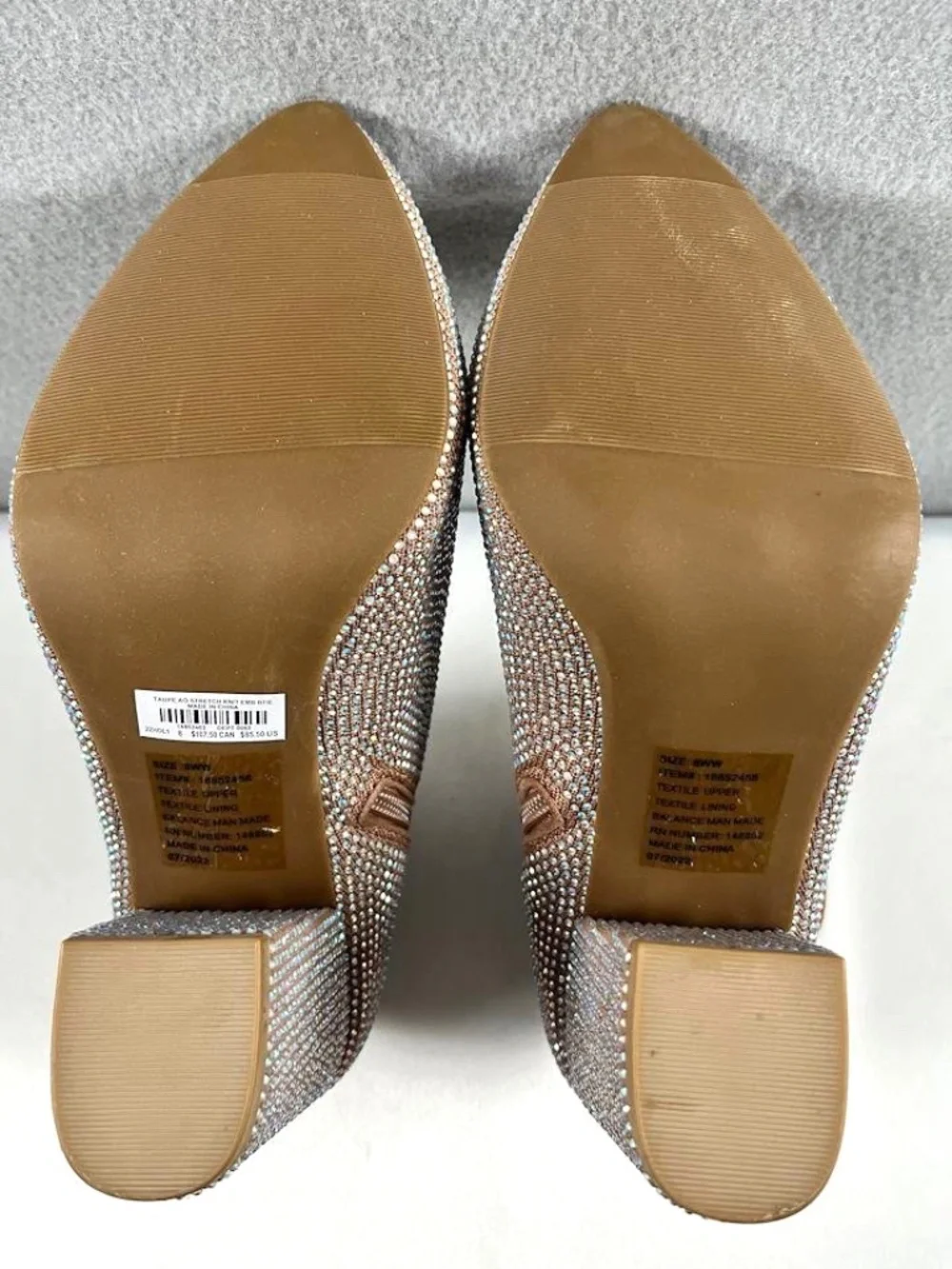 Torrid Stretch Knit Embellished Ankle Bootie Size 8WW Taupe Rhinestones Sparkle